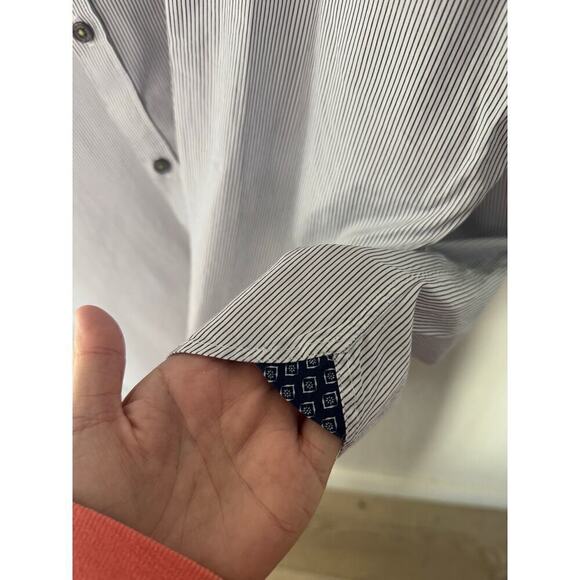 Ted Baker White and Blue Pinstriped Long Sleeve Shirt Size 6 - Picture 4 of 5